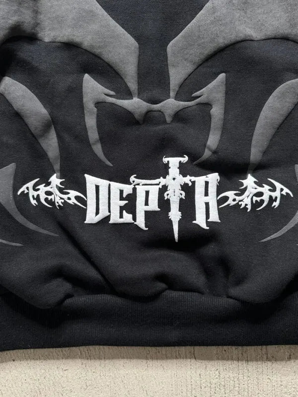 Depth Hoodie – Y2K Aesthetic Tribal Oversized Streetwear