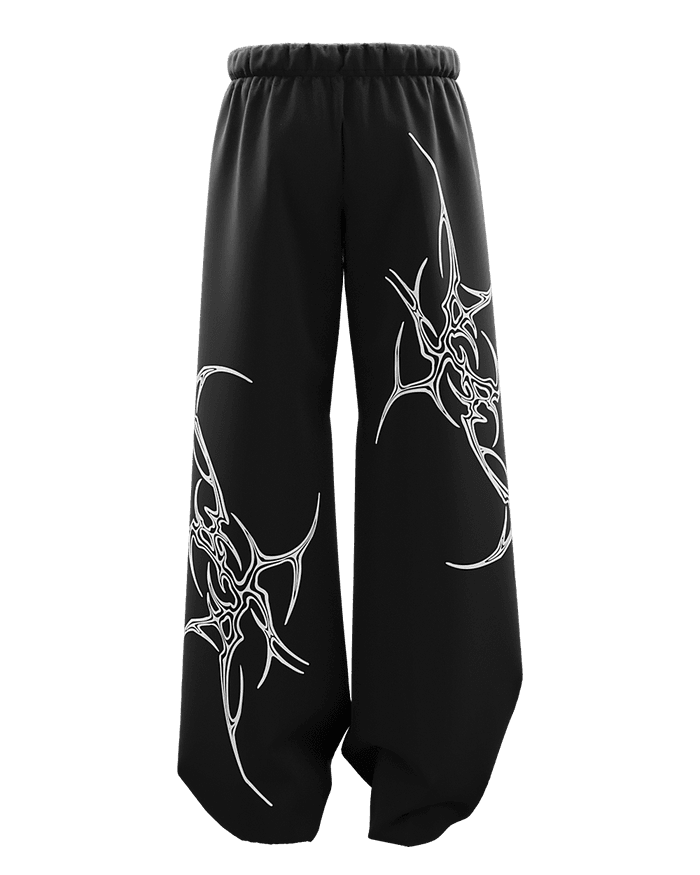 Black Unisex Straight Fit Baggy Pants