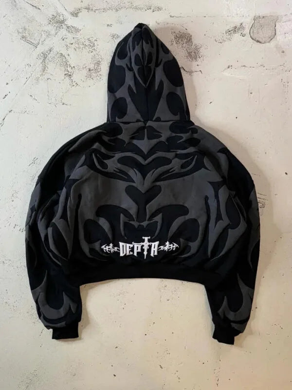 Depth Hoodie – Y2K Aesthetic Tribal Oversized Streetwear