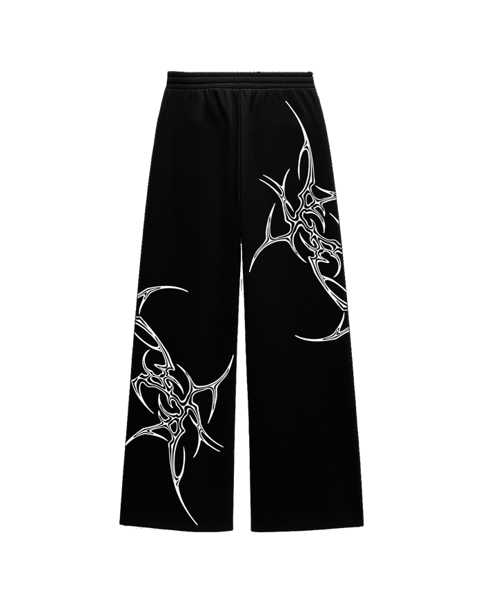 Black Unisex Straight Fit Baggy Pants