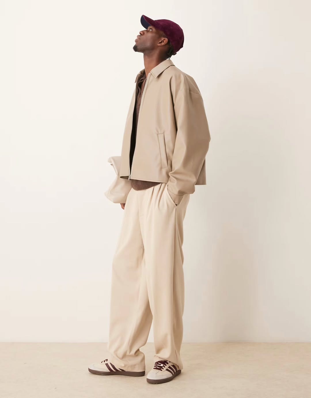 Faux Leather Jacket – Beige
