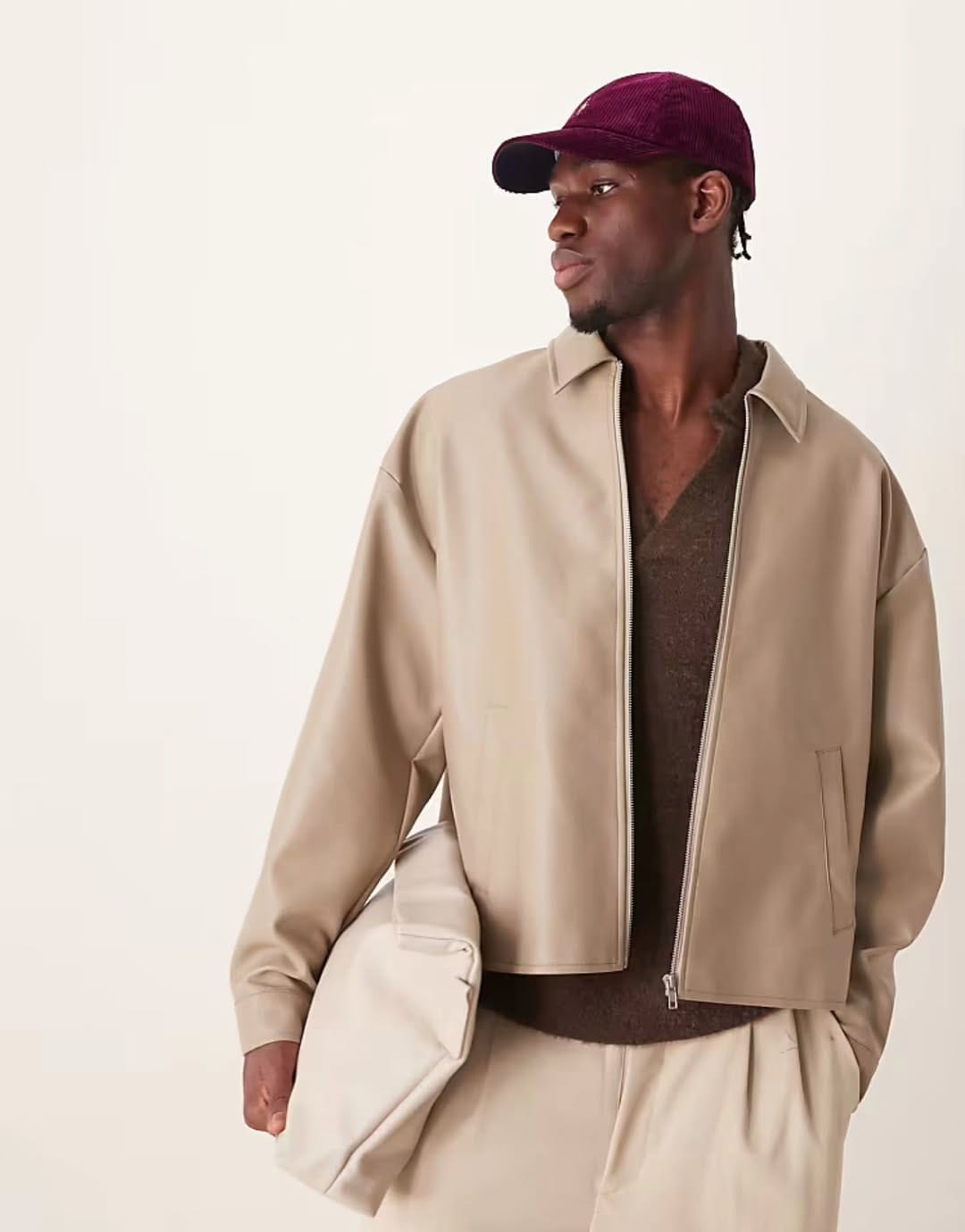 Faux Leather Jacket – Beige