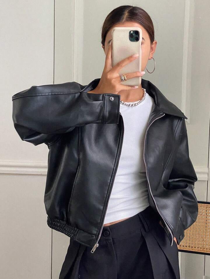 Black Leather Jacket Full Sleeves
