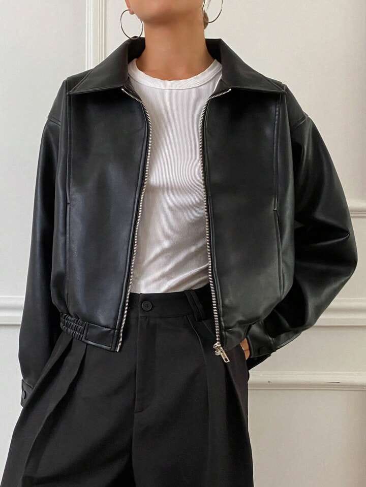 Black Leather Jacket Full Sleeves