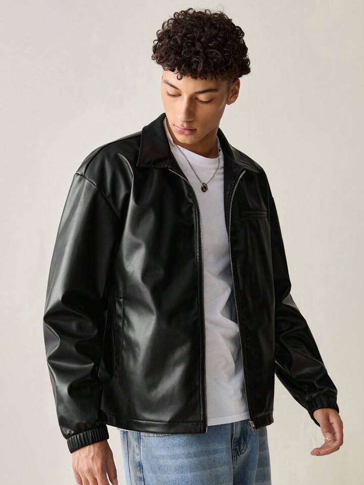Leather Jacket Black Full Sleeves