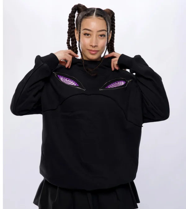 Uchiha Eyes Oversized Hoodie – Naruto Inspired Anime Cosplay Streetwear Hoodie