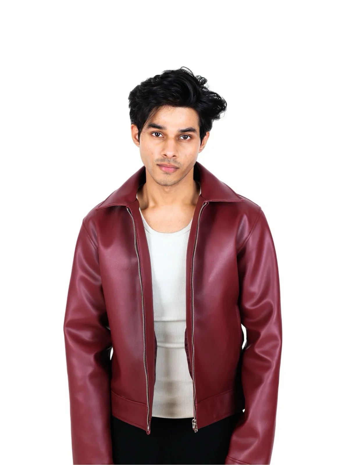 Faux Leather Jacket - Burgundy