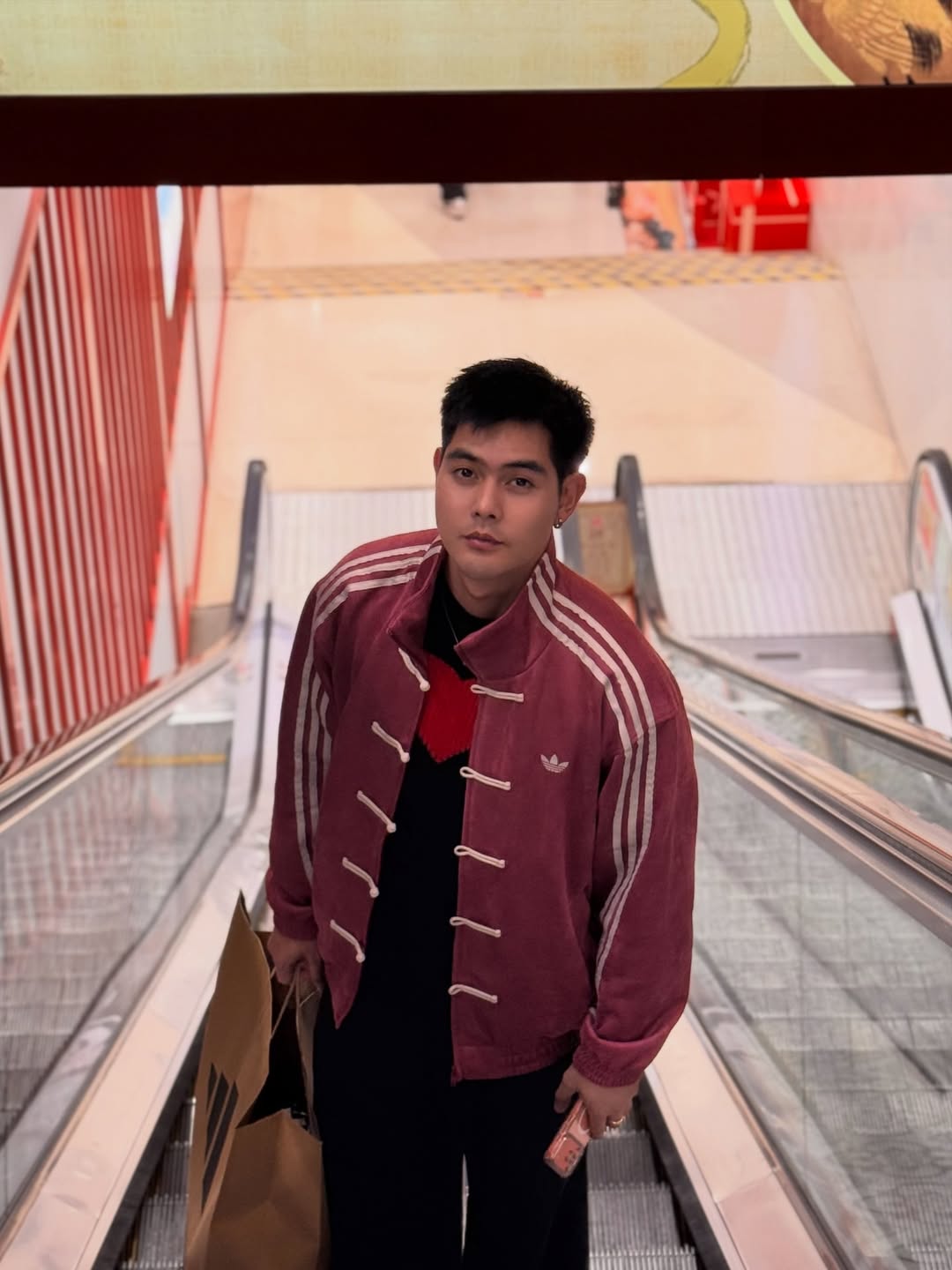CNY-Inspired Streetwear Jacket – Maroon with Black Suede Finish