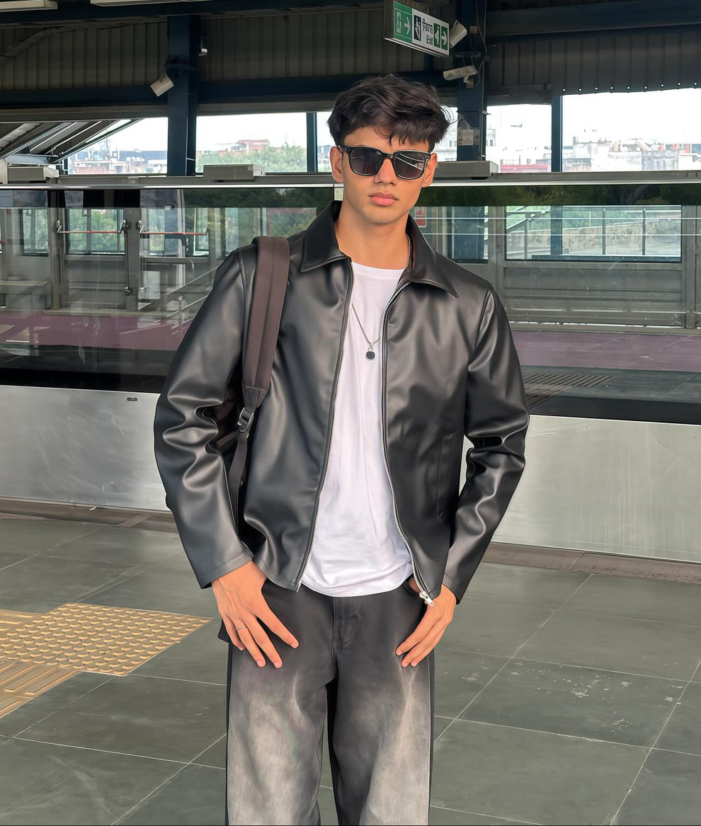 Faux Leather Jacket – Black
