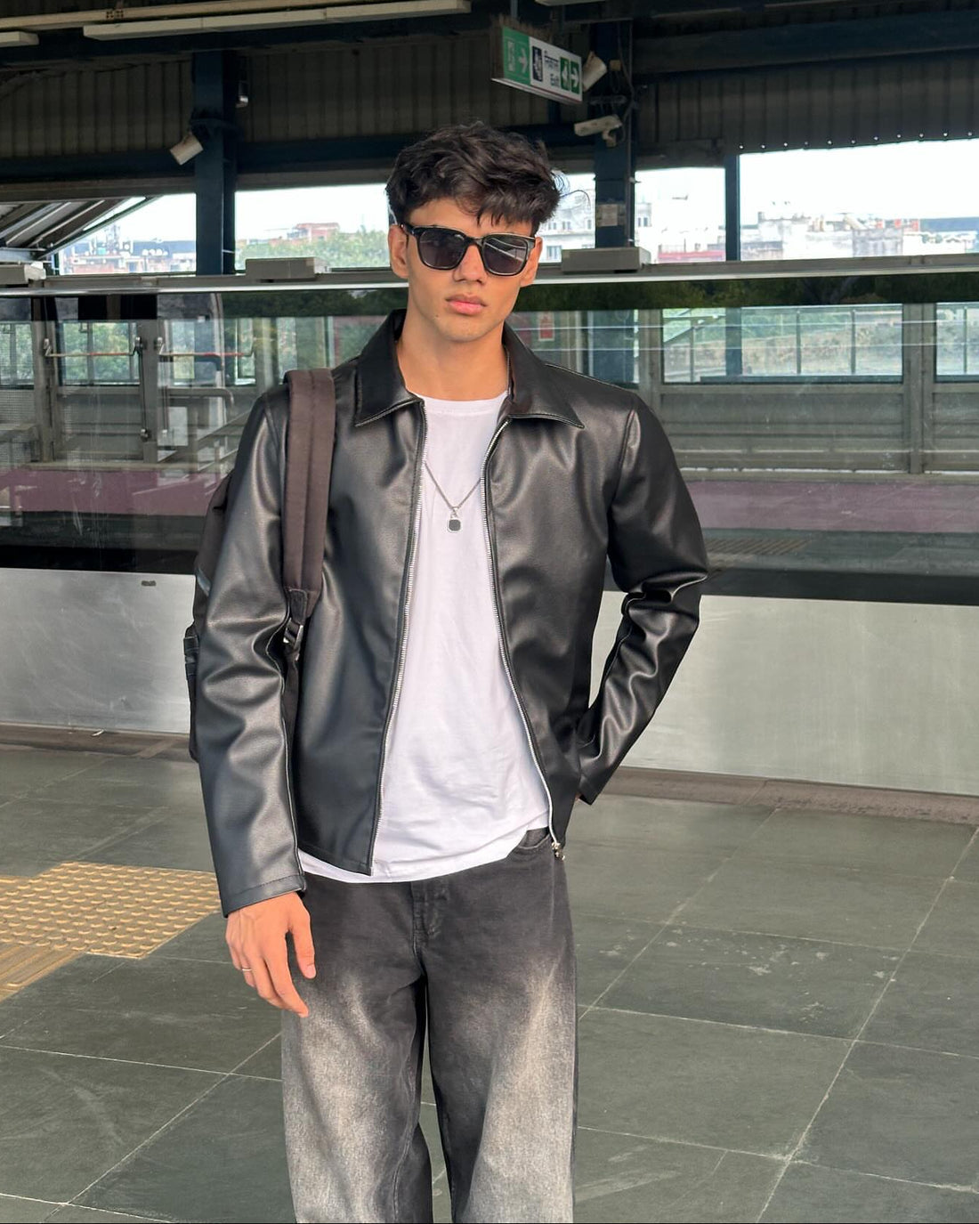 Faux Leather Jacket – Black